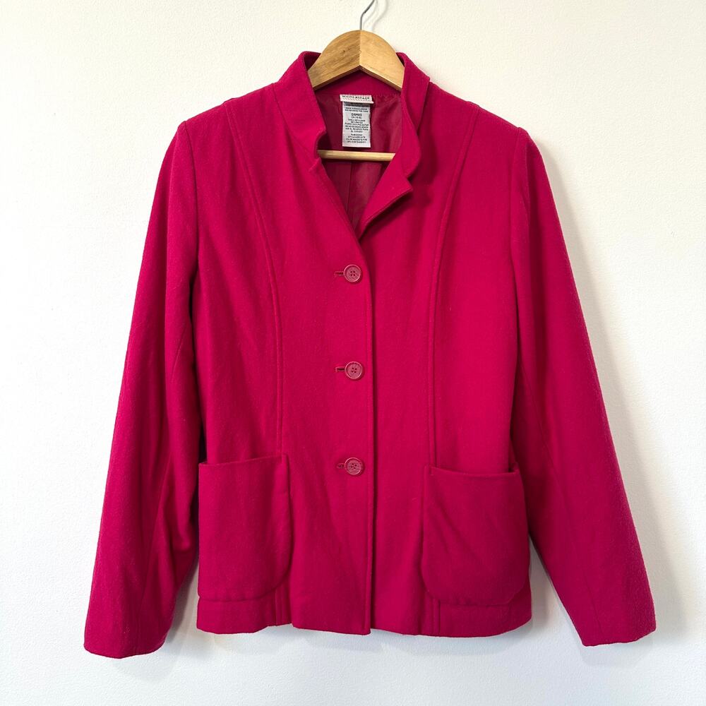 VTG 90s White‎ Stag Wool Jacket Magenta Fire Pink Wool Blend Small 4/6 Colorful